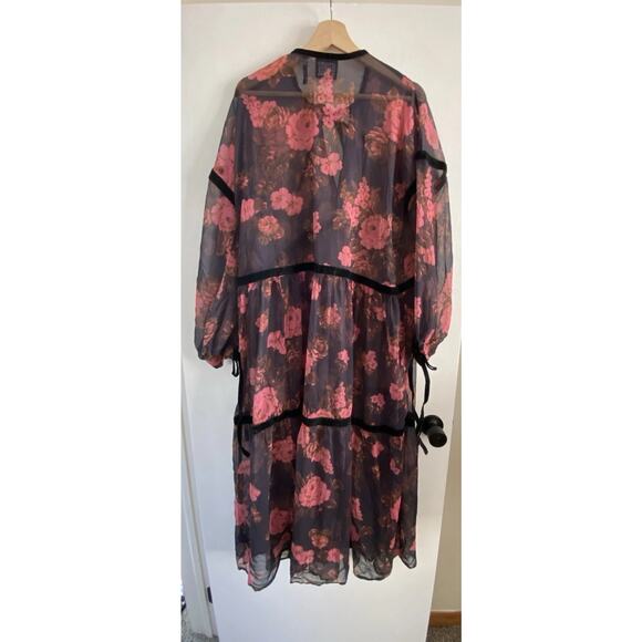 ASOS Reclaimed Vintage Sheer Maxi Dress Dark Floral Size 8 NWT - Picture 5 of 9